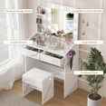 thumbnail image 5 of IDEALHOUSE White marble 2-Drawer Dressers, Makeup Vanity Desk with Mirror, Shelves, Upholstered Chair, Modern Bedroom Dressing Table, 5 of 7
