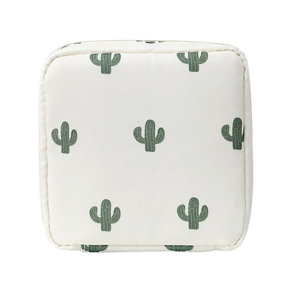 Cute Printed Cosmetic Bag Large Capacity Portable Sanitary Napkin Storage Pouch For Women Travel Organizer