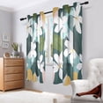 thumbnail image 6 of White Flowers and Green Leaves on Colorful Semi Sheer Curtains for Living Room Bedroom Set of 2 Insulated Window Drapes, 6 of 6