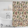 thumbnail image 3 of Tan Coffee Shower Curtain, Waterproof Shower Curtains for Bathroom, Vintage Latte Cafe Books Leaves Flowers Theme Washable Fabric Bathtub Curtain Set Bath Decor with 12 Hooks Standard 72"x72", 3 of 8