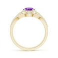 thumbnail image 2 of ANGARA Natural Triple Shank Oval 1.15 ct Amethyst and Diamond Halo Ring in 14K Yellow Gold for Women (Size-8x6mm) | February Birthstone, Anniversary, Jewelry Gift for Women | Natural Amethyst Ring, 2 of 8