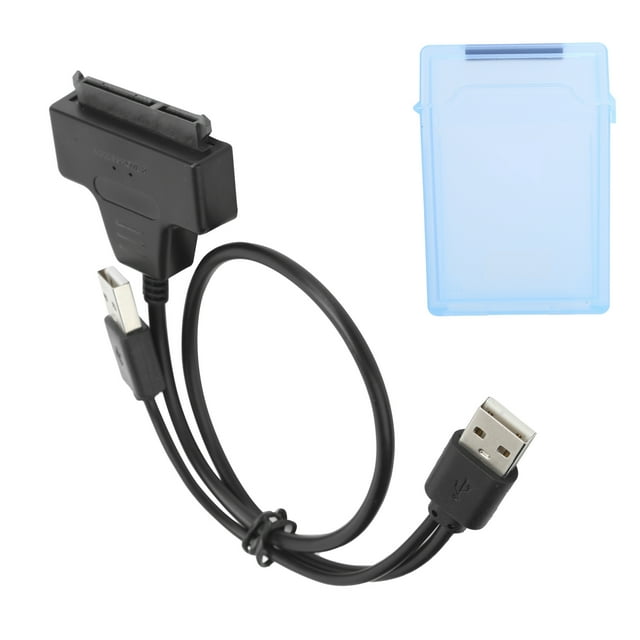 ABS Box, Dual Way Opening Dual Interfaces Hard Disk Cable with LED Status Indicator for 2.5in HDD SSD White,Gray,Blue,Red,Green