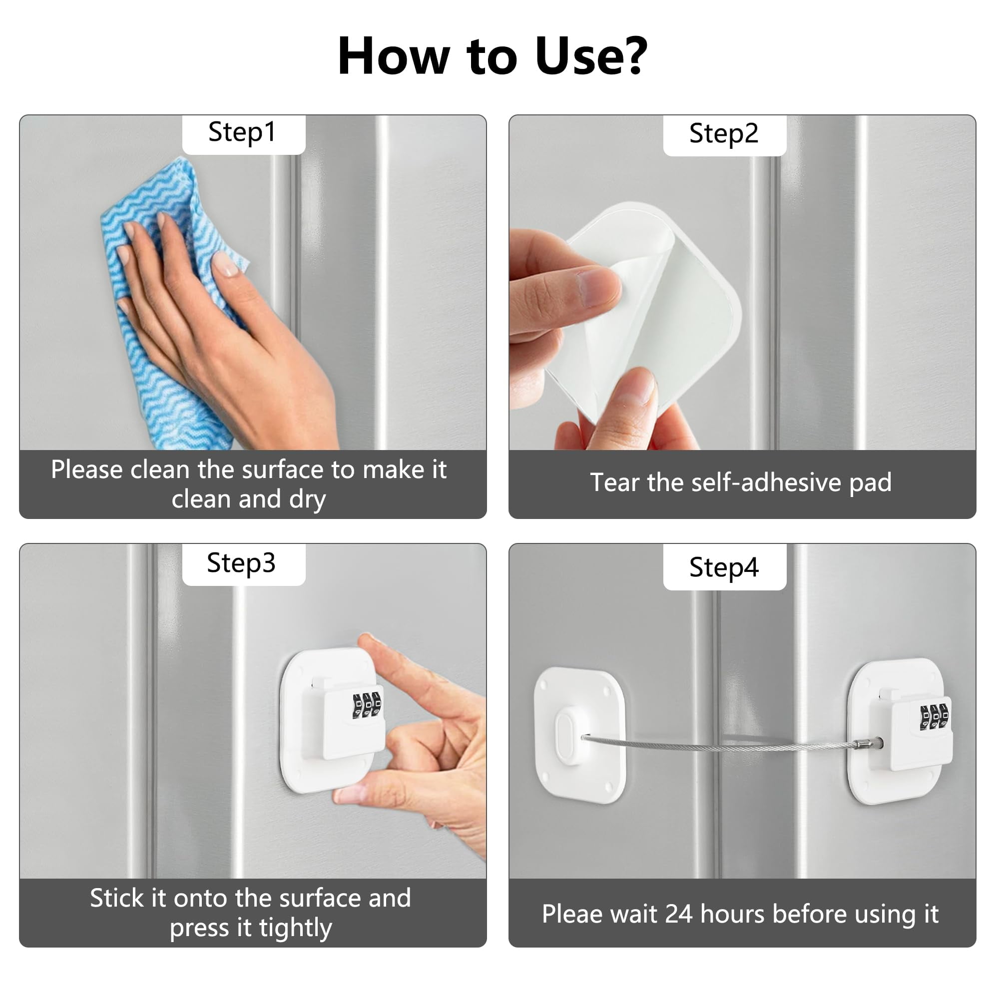 Xl-Kang Refrigerator Lock,Combination Lock for Refrigerator Cabinets, Child Safety Cabinet Locks,Easy Install No Keys Needed (White 2pcs)
