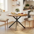 thumbnail image 2 of 47" Round Dining Table for 4 Kitchen Table with Steel Legs Brown and Black, 2 of 10