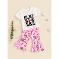 thumbnail image 4 of Musuos Baby Girl Summer Clothes Set 3M 6M 12M 18M 24M Letter Baseball Print Round Neck Short Sleeve T-Shirts Pink Flare Pants Outfits, 4 of 10