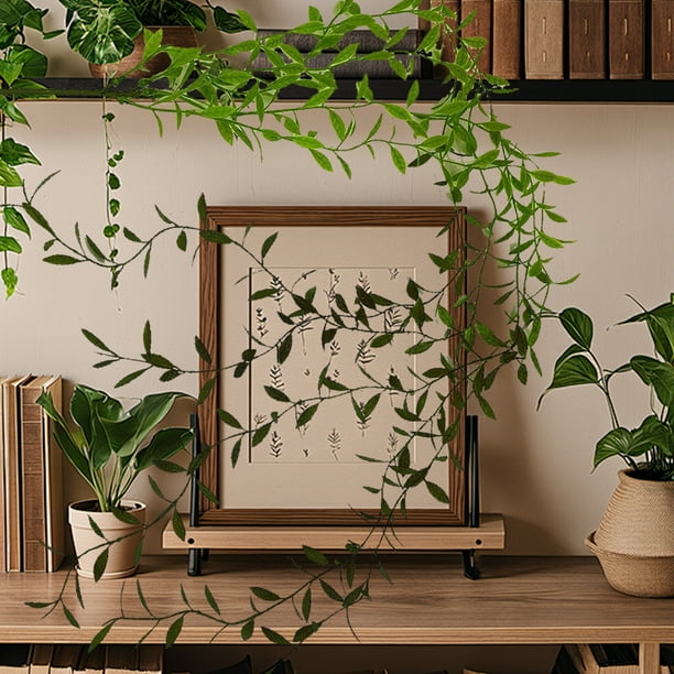 Rama de ratán artificial decorativa de 5 tenedores, verde, multicolor, de plástico, para colgar en la pared | Simulación realista para arreglos florales de interior, bodas y fiestas.