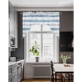 thumbnail image 4 of Blue White Stripe Kitchen Curtains Swag Valance for Windows/Bathroom/Cafe, Modern Abstract Geometric Stripes Rod Pocket Drape Panel Swag Curtain Valance for Bedroom/Living Room 55''x36'', 4 of 6