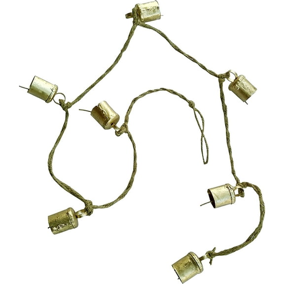 Rastogi Handicrafts Decorative String of 7 Metal Vintage Indian Style Wall Hanging Brown Bells