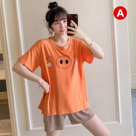 

Rumida Pajamas for Women Short Sleeve Pajama Set with Shorts Two Piece Sets Sleepwear Gift for Girlfriends Mom Wife Daughter Sisters Pajamas Lightweight Soft Comfy and Feel L A