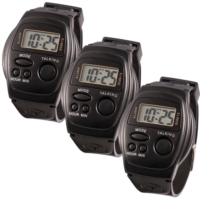 Reloj para invidentes TickTalk 3Pzas Reloj Parlante Pantalla digital Idioma: Español Longitud 24 cm Ancho 1.6 cm Dial 4.