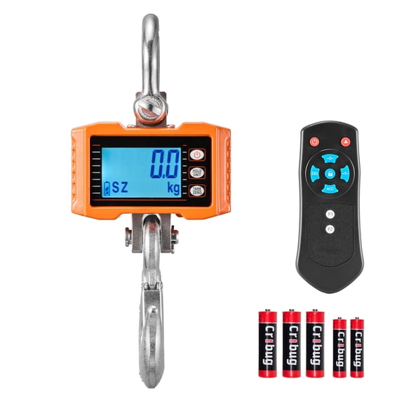 KFFKFF Digital Crane Scale, 4400 lbs/2000 kg Capacity, Industrial Hanging Scale with Durable Aluminum Case & LCD Display, 1 lb Precision, 3 Unit Options, Remote Control for Workshop or Factory Use