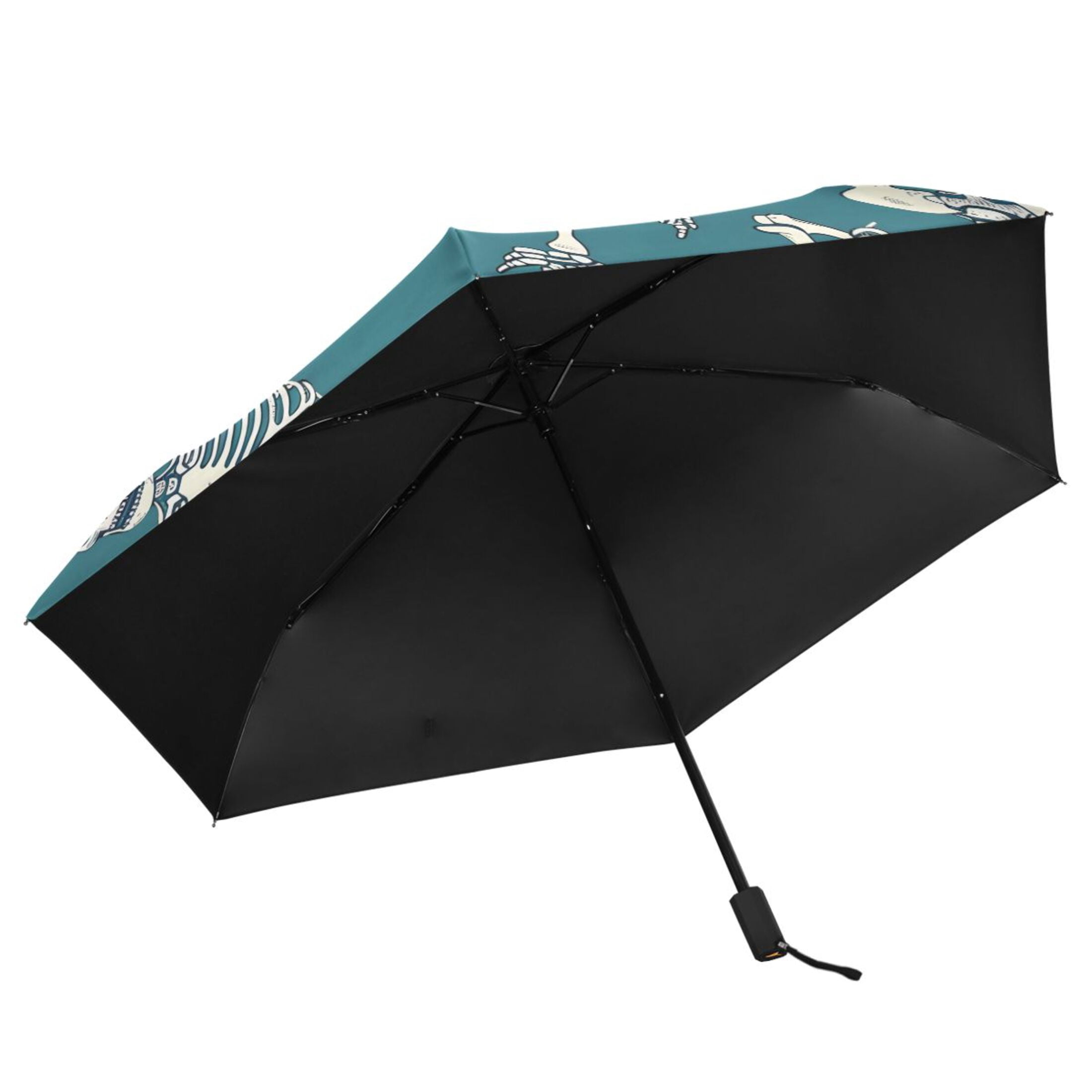 ALAZA Skeleton Dancing UPF 50+ Compact Folding Umbrella for Rain Travel Umbrella Packable