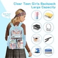 thumbnail image 5 of SANMADROLA Clear Backpack Heavy Duty Transparent Bookbag Teen Girlish Cute Bag Large Capacity See Through Backpacks Stadium Approved Daypack for Middle School College Sport/Travel, Blue Butterfly, 5 of 8