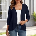 thumbnail image 2 of Women's Casual 3/4 Sleeve Lightweight Cardigan Open Front Summer Cardigans Trendy Shrug Coverups Navy XXL(XXL), 2 of 9