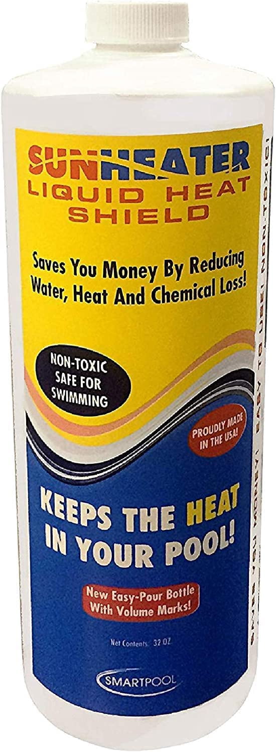 Sunheater Liquid Solar Blanket for Pools, Cover Free Liquid Heat Shield, Non-Toxic and Safe, 32 oz