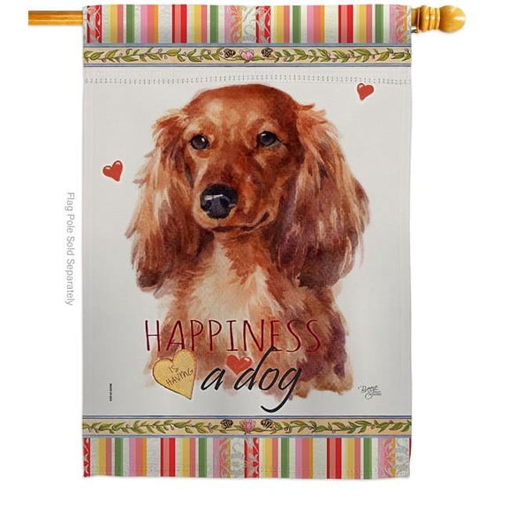 Breeze Decor H110170-BO 28 x 40 in. Dog Long Hair Dachshund Happiness Double-Sided Decorative Vertical House Flag
