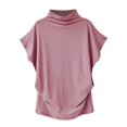 thumbnail image 2 of Blouse Décontractée en Coton à Manches Courtes Col Roulé pour Femmes, T-shirt Grande Taille, 2 of 5