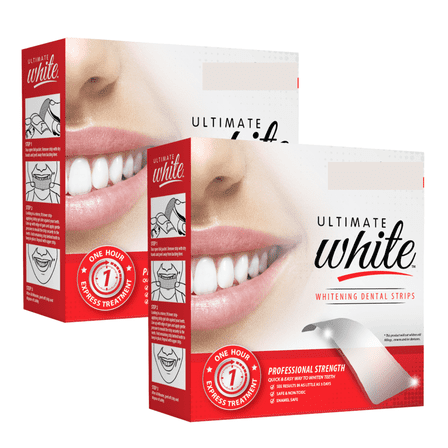 Ultimate White Whitening Strips, No Sensitivity Formula No Slip, Enamel Safe for Whiter Teeth, Whitening Without Any Harm - for Men & Women 6ct each Box Pack of 2 Total of 12 Strips