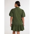 thumbnail image 3 of Free Assembly Women’s and Women's Plus Cotton Ruffle Mini Dress with Puff Sleeves, Sizes XS-4X, 3 of 5