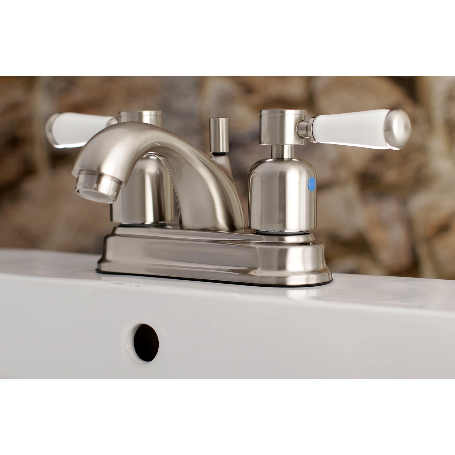 Kingston Brass FB2608DPL 4 in. Centerset Bathroom Faucet, Brushed Nickel
