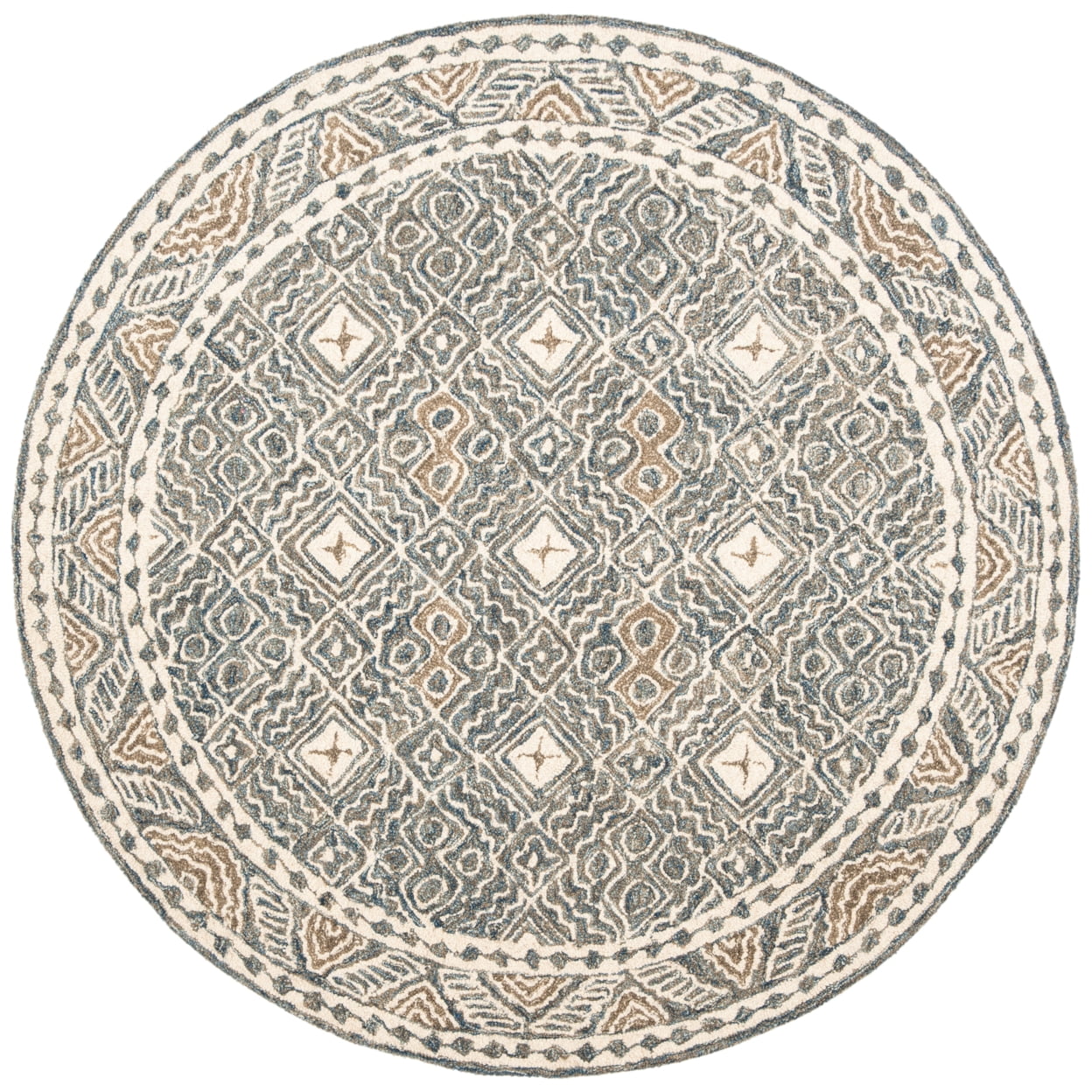SAFAVIEH Micro-Loop Aditya Abstract Geometric Runner Rug, Blue/Ivory, 2'3" x 7'
