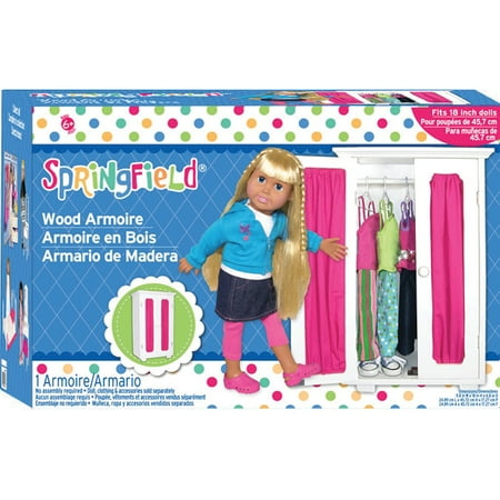 Fiber Craft Springfield Collection Armoire for Doll Clothes 19.75 by 12.75 by 9-Inch White