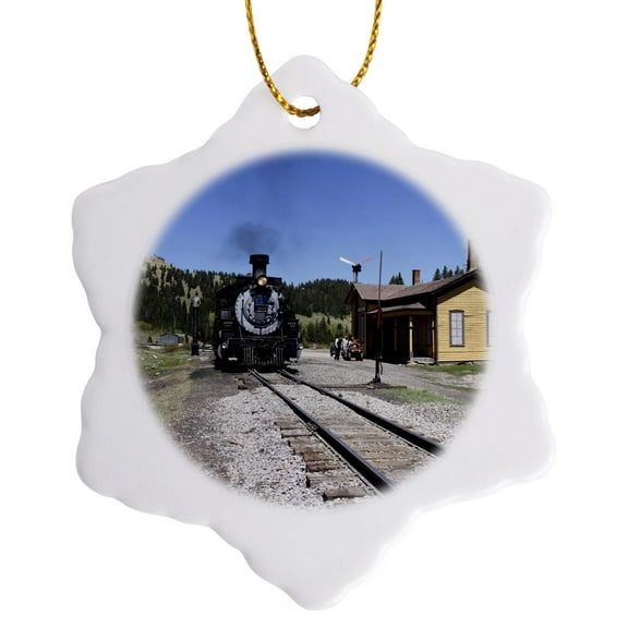3drose, Cumbres and Toltec, Train, Chama, New Mexico - Us32 Jmr0716 - Julien Mcroberts, 3 inch Snowflake Porcelain Ornament