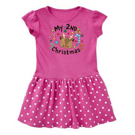 

Inktastic My 2nd Christmas Cute Reindeer with Candy Canes Gift Baby Girl Dress