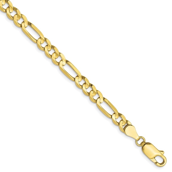 Leslie's Real 10kt Yellow Gold 4.5mm Concave Figaro Chain Chain Bracelet; 8 inch; for Adults and Teens; for Women and Men