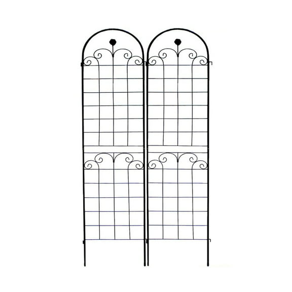 IVV 2 Packs 86.7"x19.7" Metal Garden Trellis for Climbing Plants, Rustproof Sturdy Black Iron Trellis Plants Support Outdoor for Climbing Vegetable Rose Potted Plants Flower Cucumber Clematis