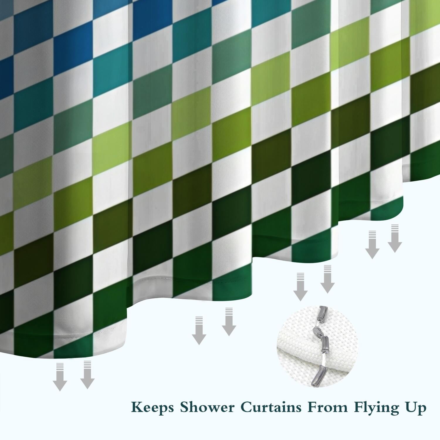 Colorful Gradient Checkerboard Checkered Pattern Shower Curtain 72"x72" ,Bathroom Decorative Shower Curtains Set with 12 Hooks,Modern Waterproof Washable Shower Curtain