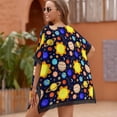 thumbnail image 4 of Colorful Cool Planet Women's Swimsuit Coverup Summer Beach Cover Up Bathing Suit Dress, 4 of 6