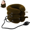 thumbnail image 1 of Dispositivo de tracción cervical para aliviar el dolor de cuello. Collarín inflable ajustable y aparato de tracción cervical. Dispositivo de descompresión cervical para uso doméstico (marrón)., 1 of 7