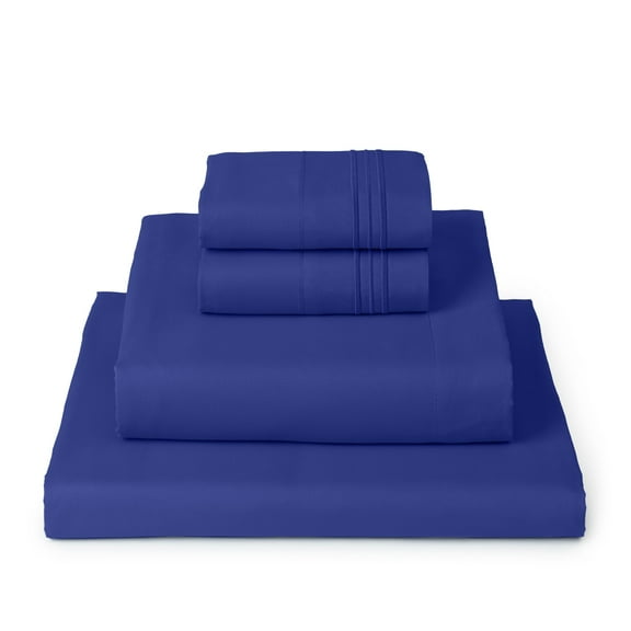 Mellanni 4-Piece Iconic Queen Bedsheet Set - Microfiber, 16" Deep Pocket, Cooling, Wrinkle, Fade, Stain Resistant, Royal Blue