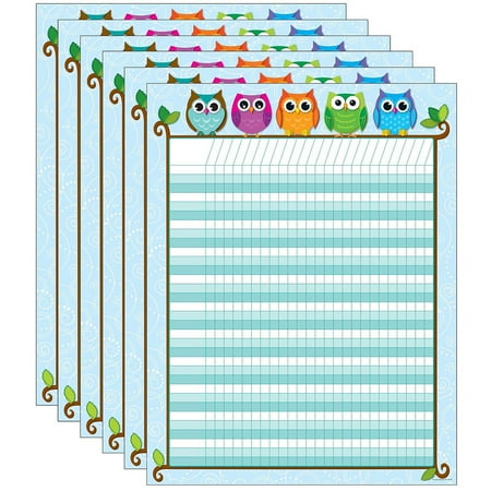 UPC: 0194629077014 | Carson Dellosa Education Colorful Owls Incentive Chart Pack of 6