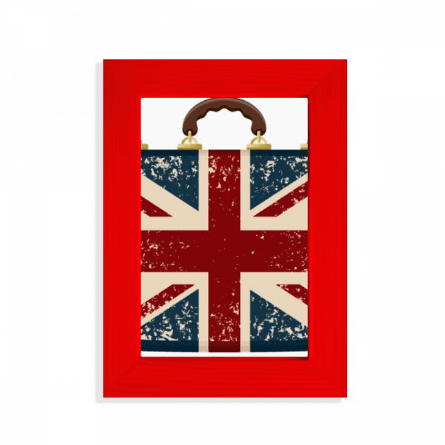 Union Jack Retro Suitcase Britain UK Flag Culture Picture Display Art Red Photo Frame