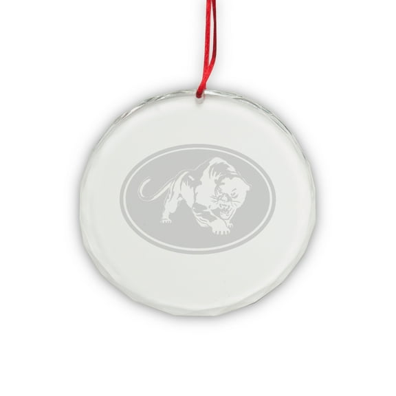 Jaguar Round Crystal Deep Etched Ornament