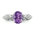 thumbnail image 4 of Finest Gold Sterling Silver Rhodium-Plated Polished Amethyst & White CZ Ring - Size 6, 4 of 6