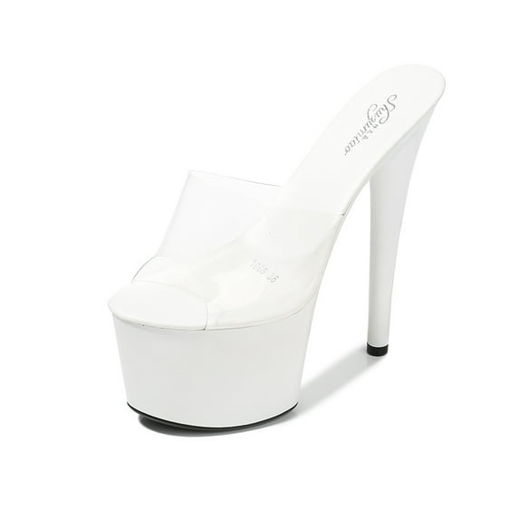 Shoes Super High Heels Fine-heeled Waterproof Platform Sandals Crystal Shoes Wedding Shoes 181 Series 17Heel 6.5cm Platform LFD