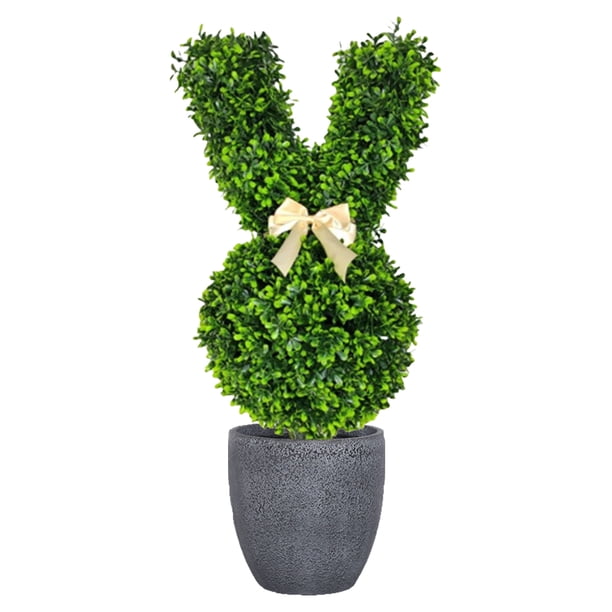 Planta Falsa Pascua Bonsai Artificial Boxwood Rabbit Topiary (N)