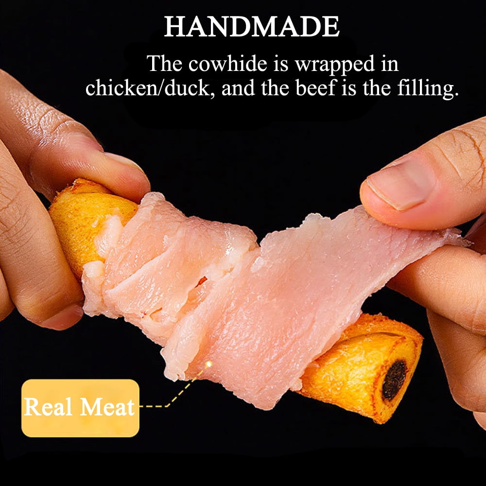 Cowhide Wrapped in Duck Beef Filling Dog Treats for Medium, & Large Dog - Made with Duck and Cowhide - High Protein and Long Lasting Make the Perfect Positive-Reward Training Treats for Dogs, 1.3lbs