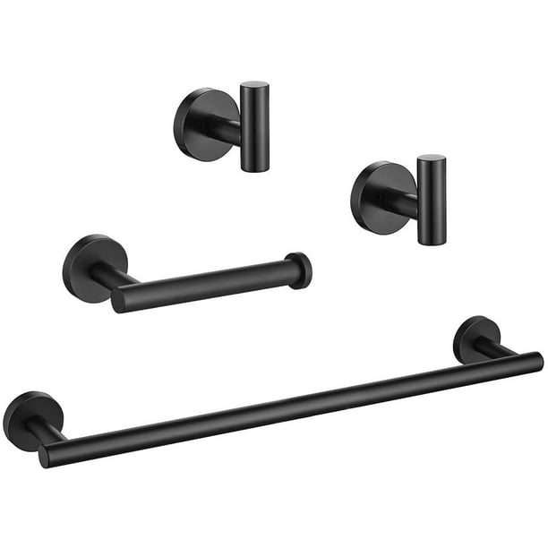 4Piece, Stainless Steel Bathroom Hardware Set Black Wall Mounted