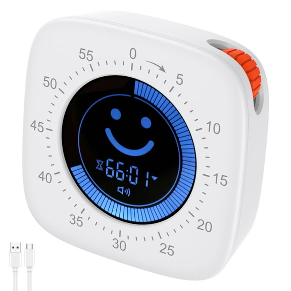 Ikoopy Visual Timer Rechargeable Digital Kitchen Timer with 4 Alarm Modes Compact Countdown Count Up Timing Device for Kids Study Kitchen