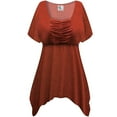 thumbnail image 1 of Plus size 5x Womens Short Sleeve Casual Molten Mandarin Babydoll Tops Rouched Peplum Eclectic T-Shirts, 1 of 4