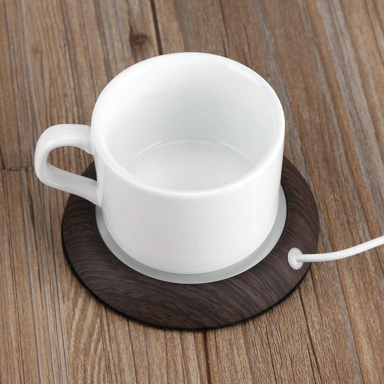 USB Wood Grain Cup Warmer Heat Beverage Mug Mat Home Office Desktop Heated  Coffee Tea Mug Pad(Black)