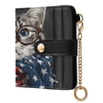 thumbnail image 2 of Small Wallet For Women Bifold Leather Pocket Coin Credit Card Holder With RFID Blocking National Flag-themed Cat, 2 of 6