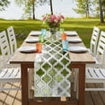 thumbnail image 4 of Sage Green Morocco 120 Inch Table Runner, Vintage Grey Shabby Chic Plaid Farmhouse Dresser Scarf Cotton & Linen Tablerunner for Dining/Kitchen Island/Holiday Party Décor 13" x 120", 4 of 9