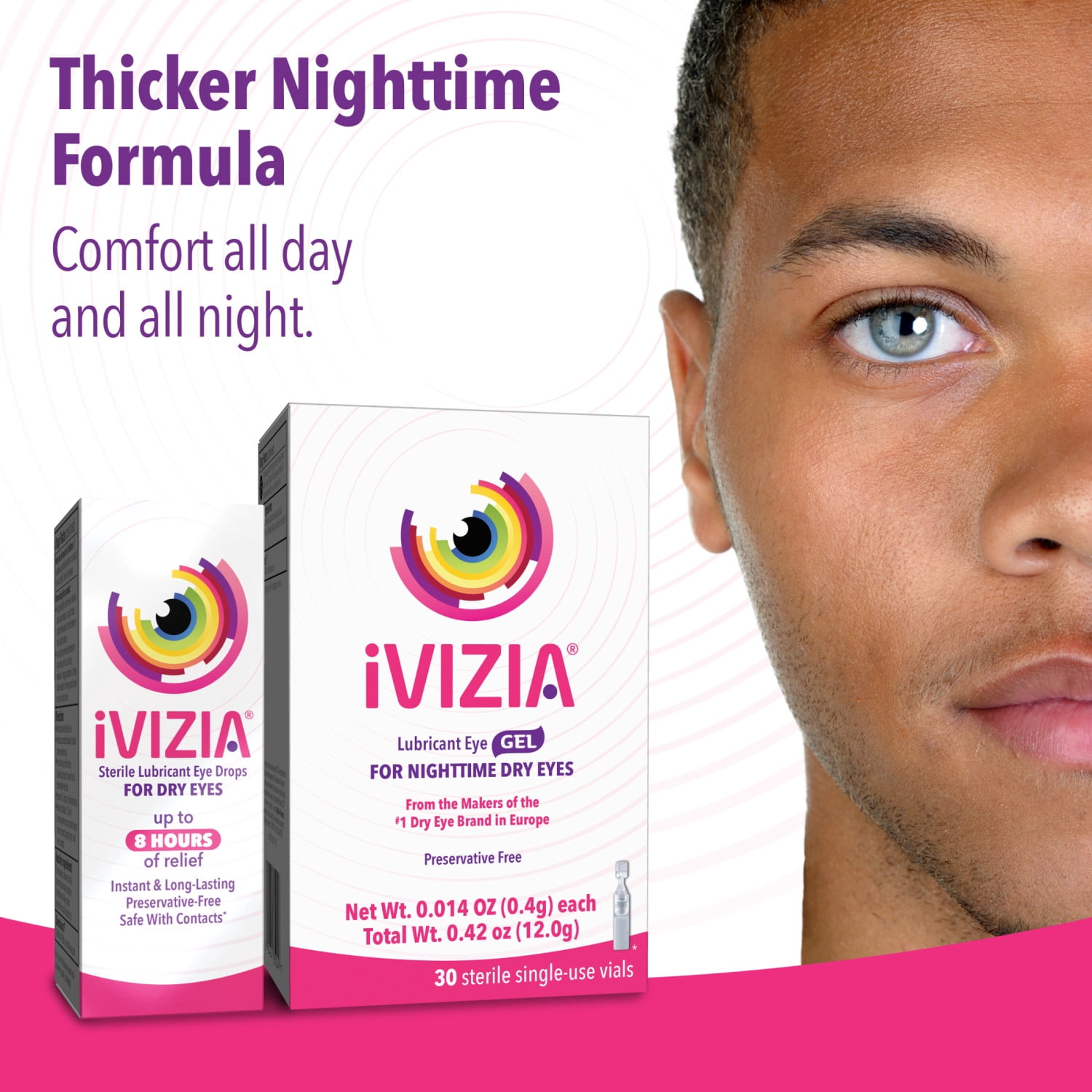 iVIZIA Eye Gel for Nighttime Dry Eyes, preservative-free, 30 single-use vials