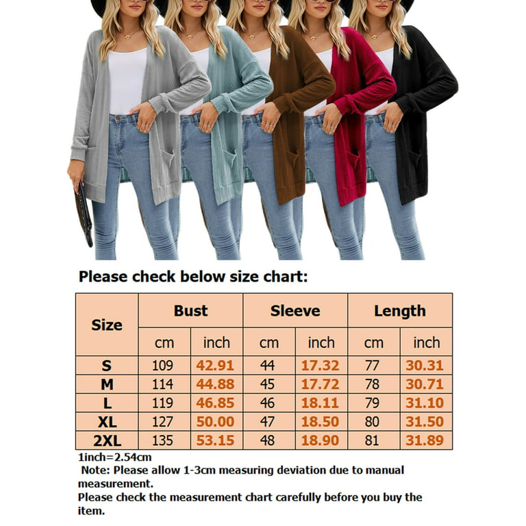 Niuer Women Casual Solid Color Jacket Ladies Soft Cardigan Sweater Warm  Travel Long Sleeve Knitwear Outwear Dark Brown L 