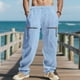 thumbnail image 1 of Pantalones largos de moda para hombre, casuales, de color sólido, con bolsillos y cremallera, cintura elástica, de poliéster., 1 of 9